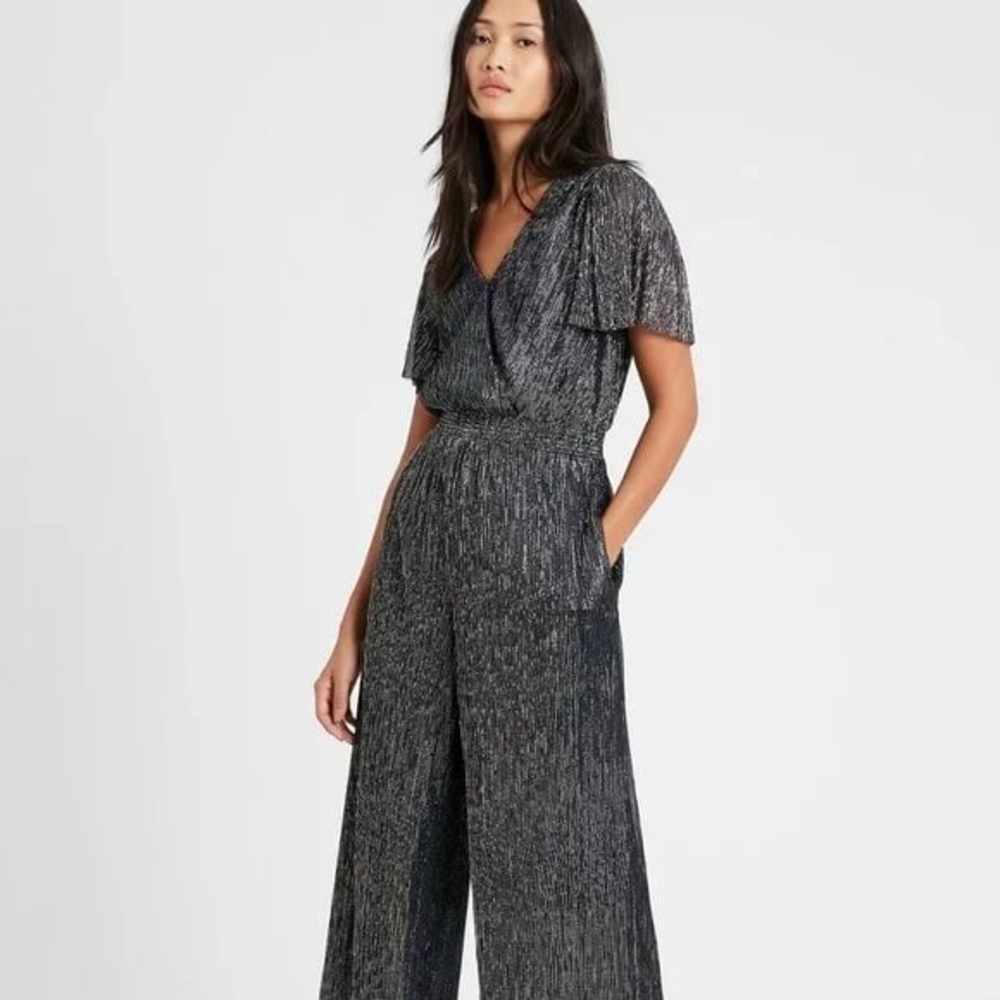 Banana Republic Shimmering Black Jumpsuit Sz L